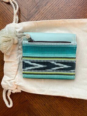 Nena & Co. Handmade Wallet Leather & Ikat Sky Blue The Amanda Artisan